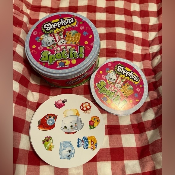 Shopkins Spot It Cards Game In Tin Box With Directions made by Blue Orange - Picture 1 of 7